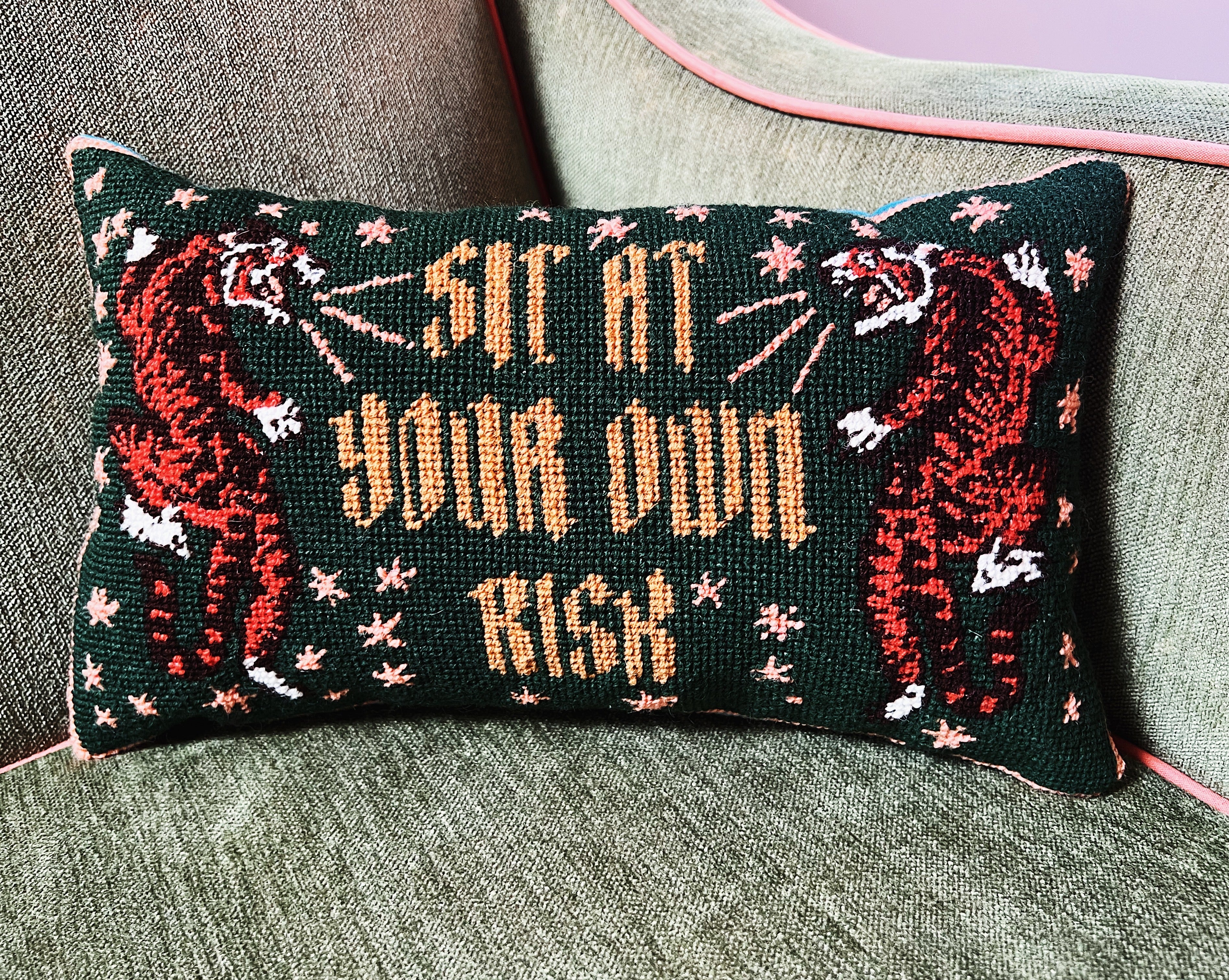 Sit At Your Own Risk Pillow – Spider Spun