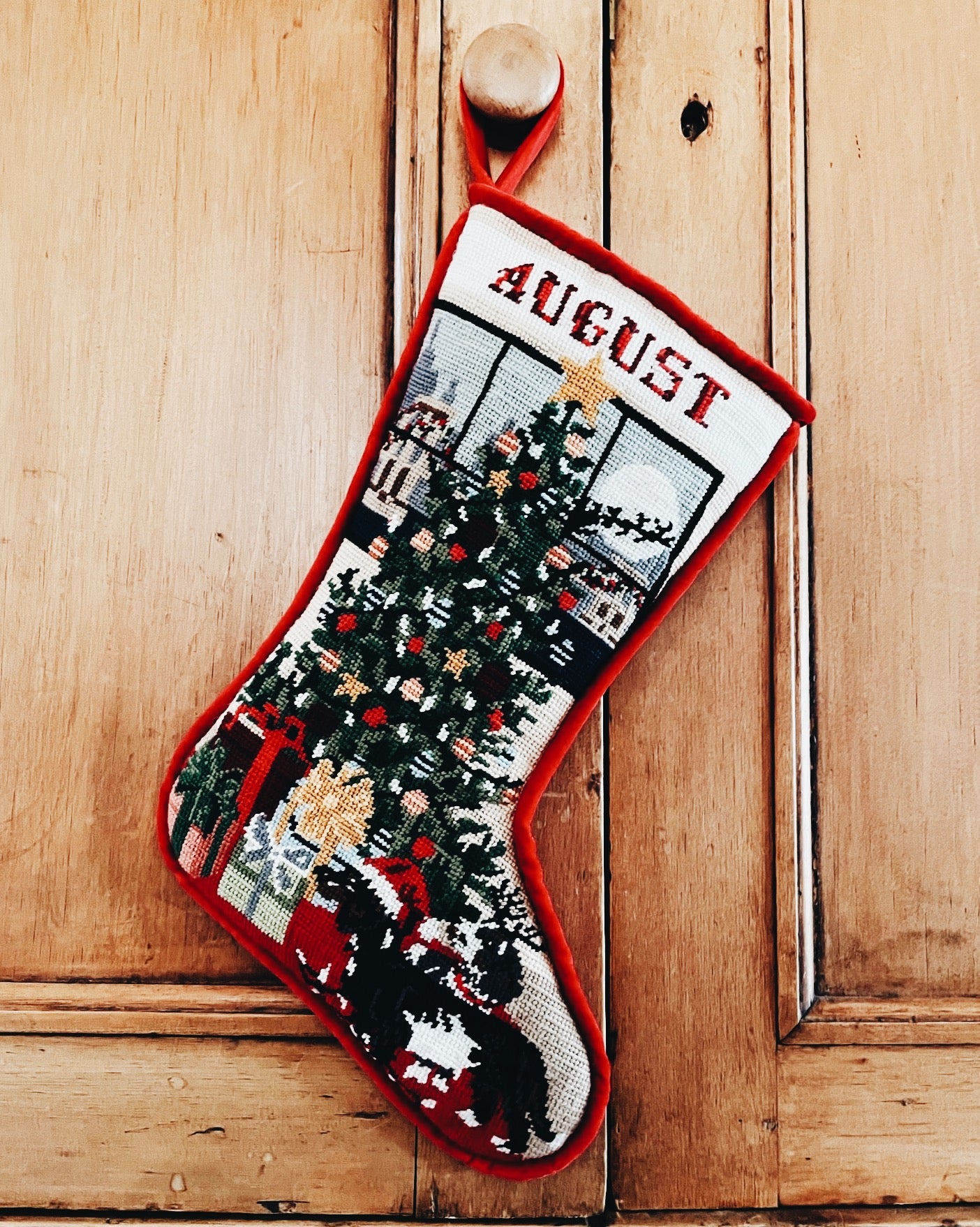 Santa's Flight — Needlepoint Christmas Stocking Kit – Spider Spun