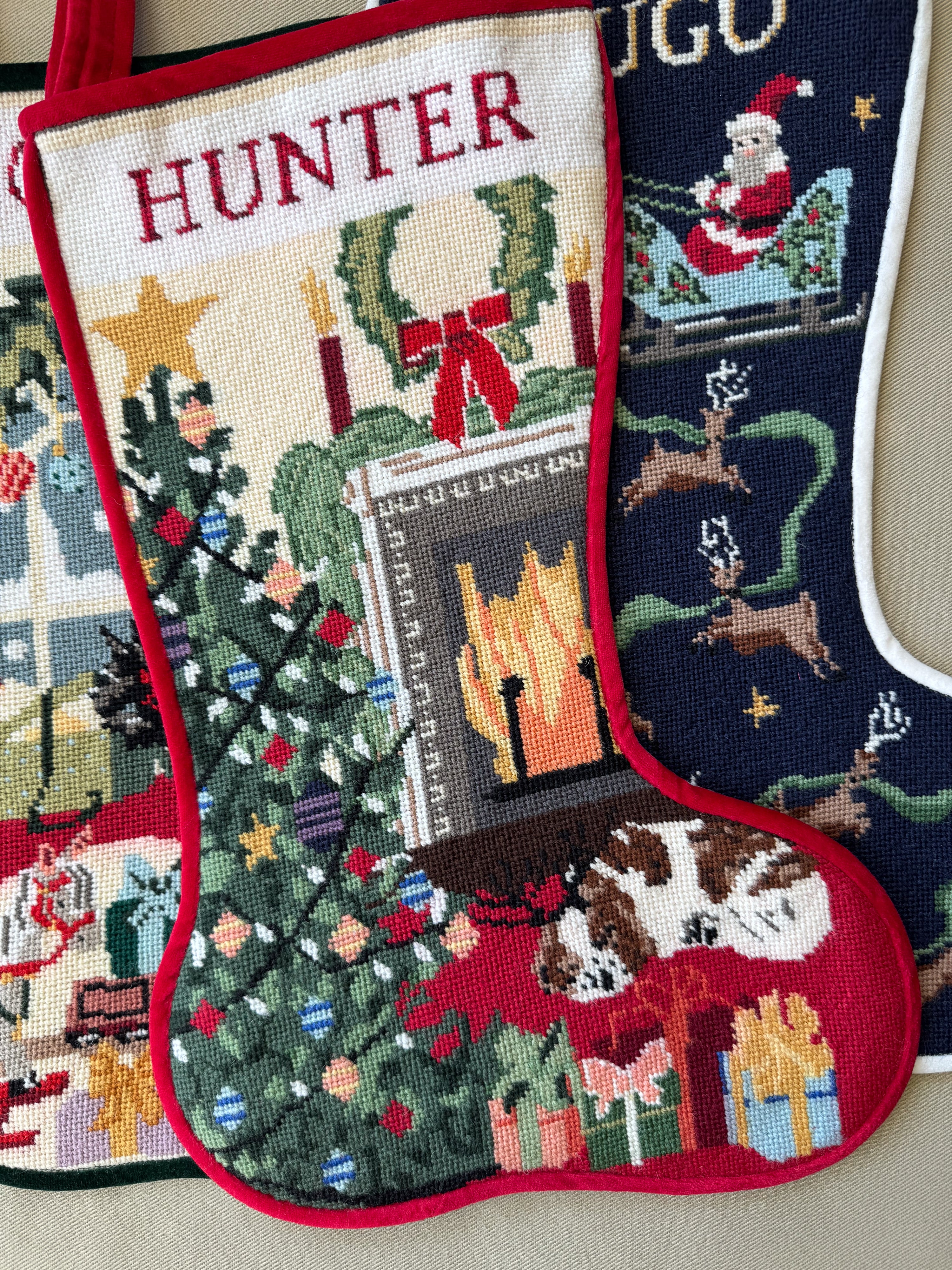 Stitched Stocking - Cozy Hearth
