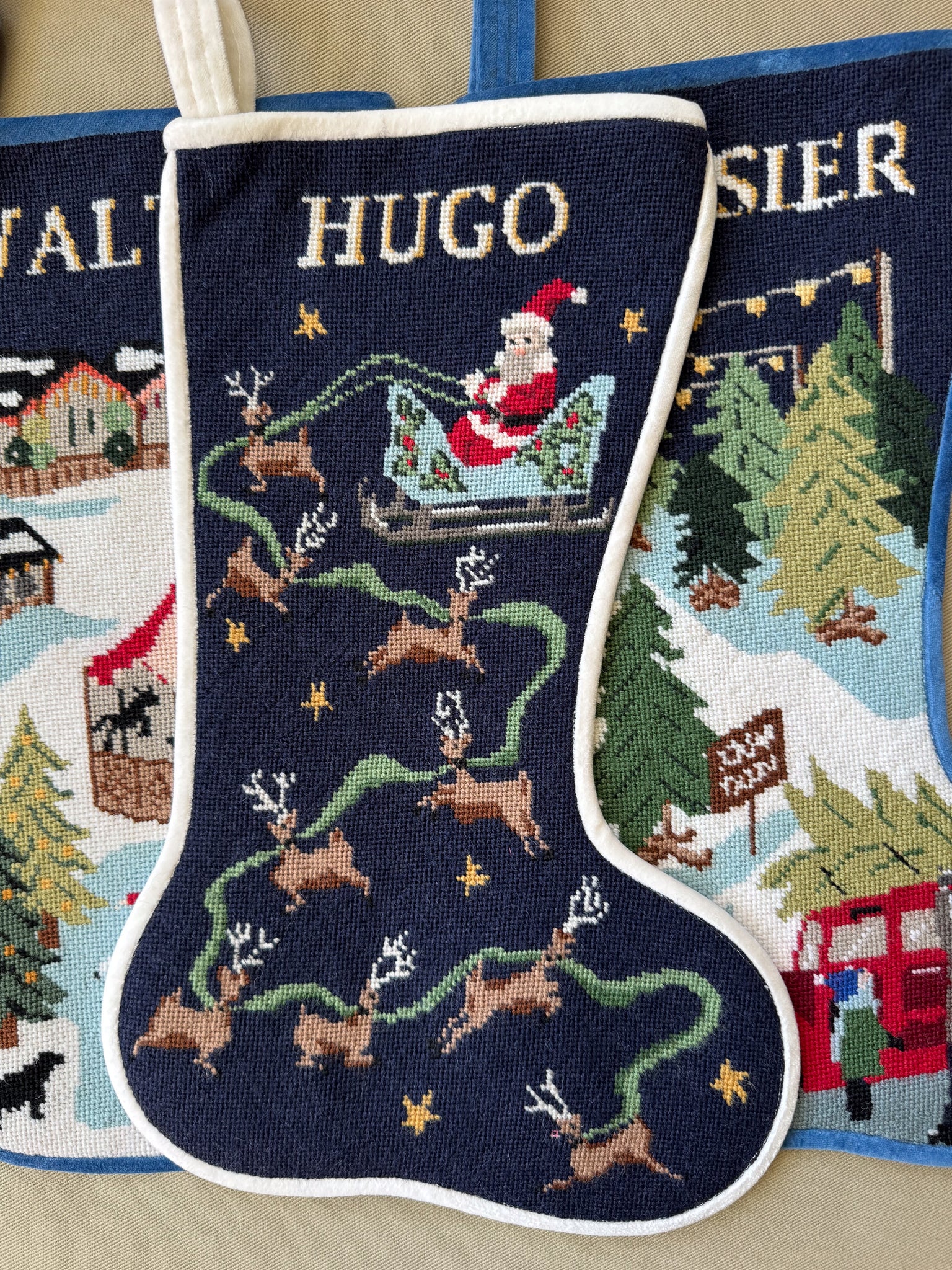 Stitched Stocking - Santa’s Flight