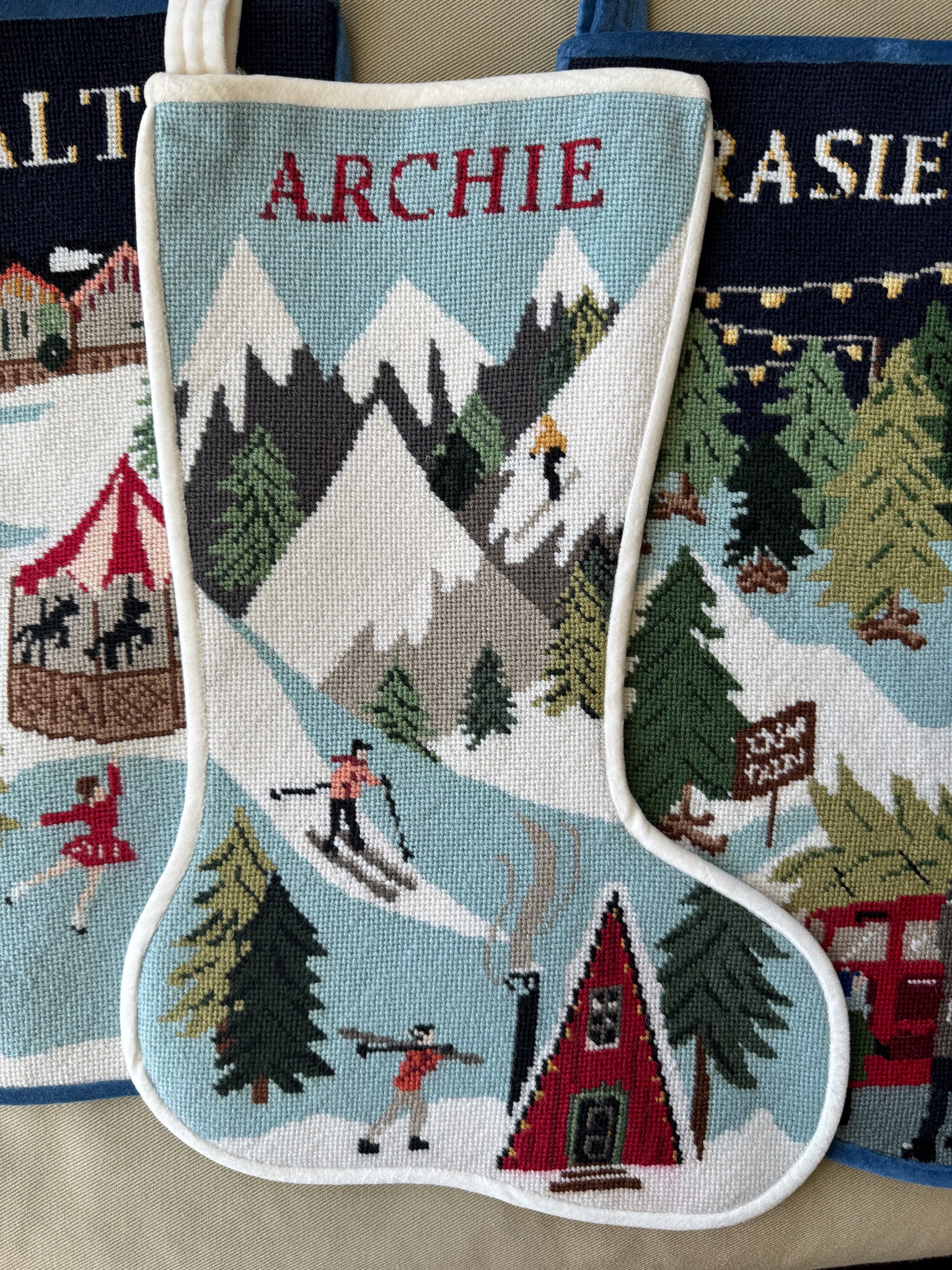 Stitched Stocking - Ski Slopes