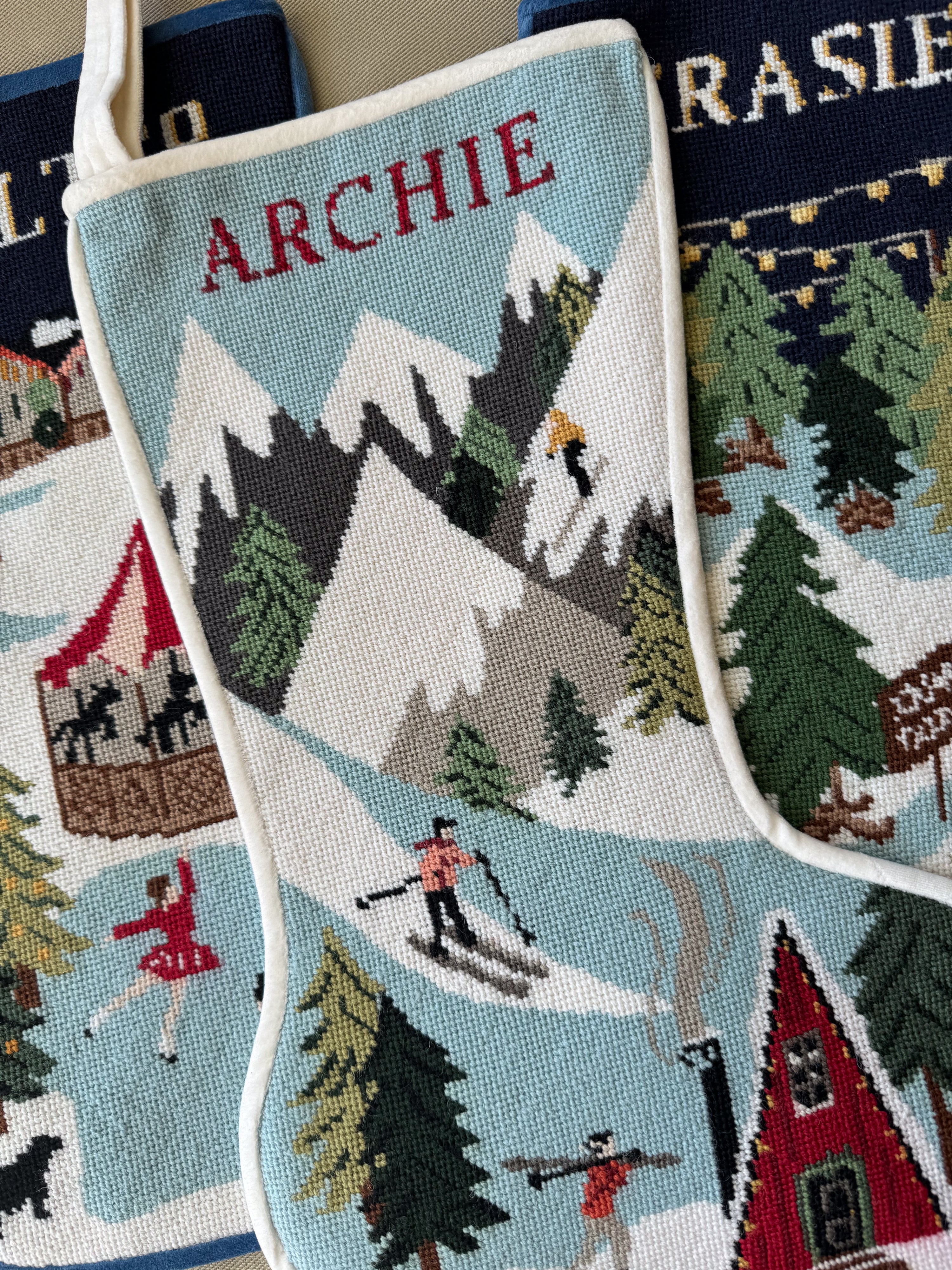 Stitched Stocking - Ski Slopes