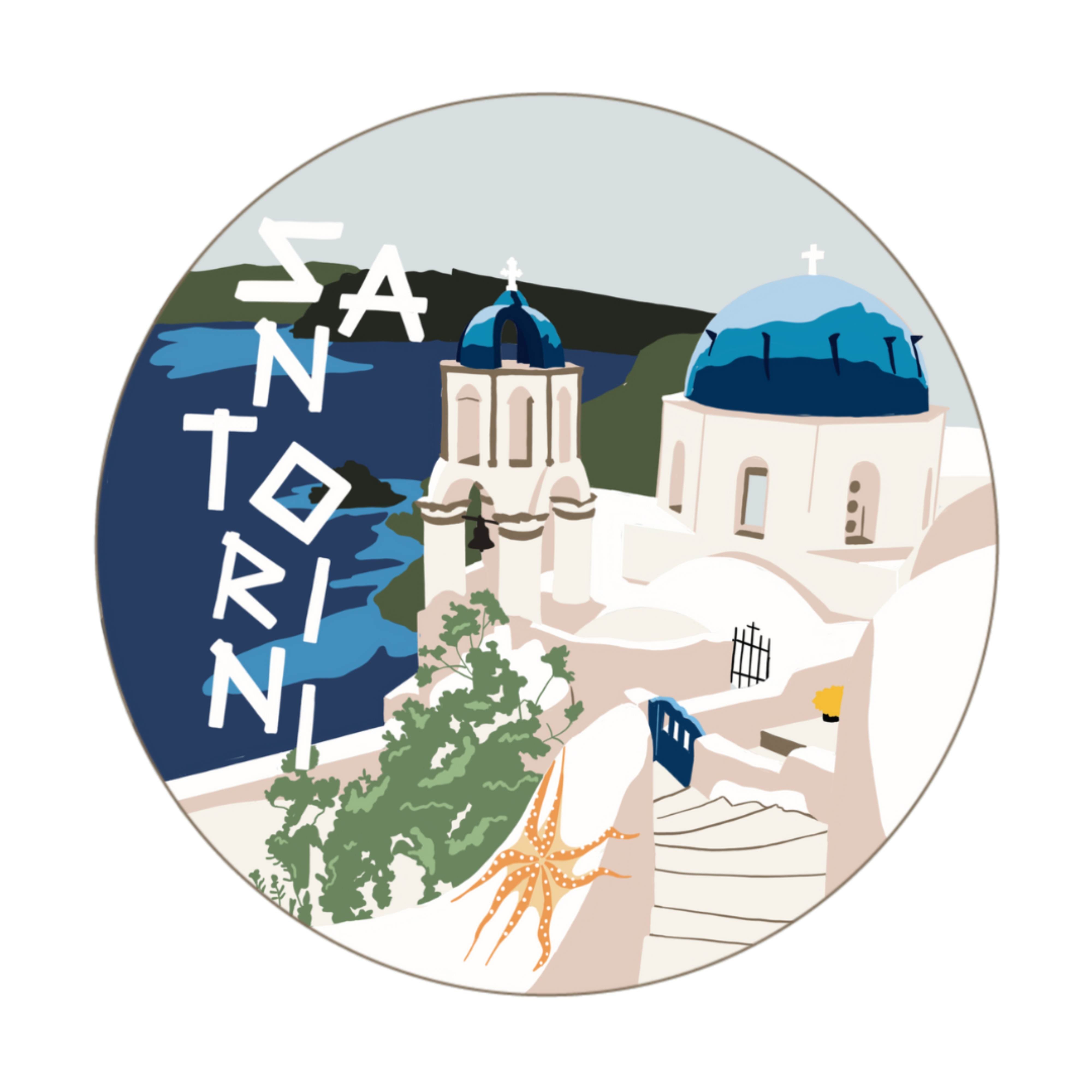 Santorini, Greece — Travel Round Ornament Souvenir Needlepoint Canvas ...