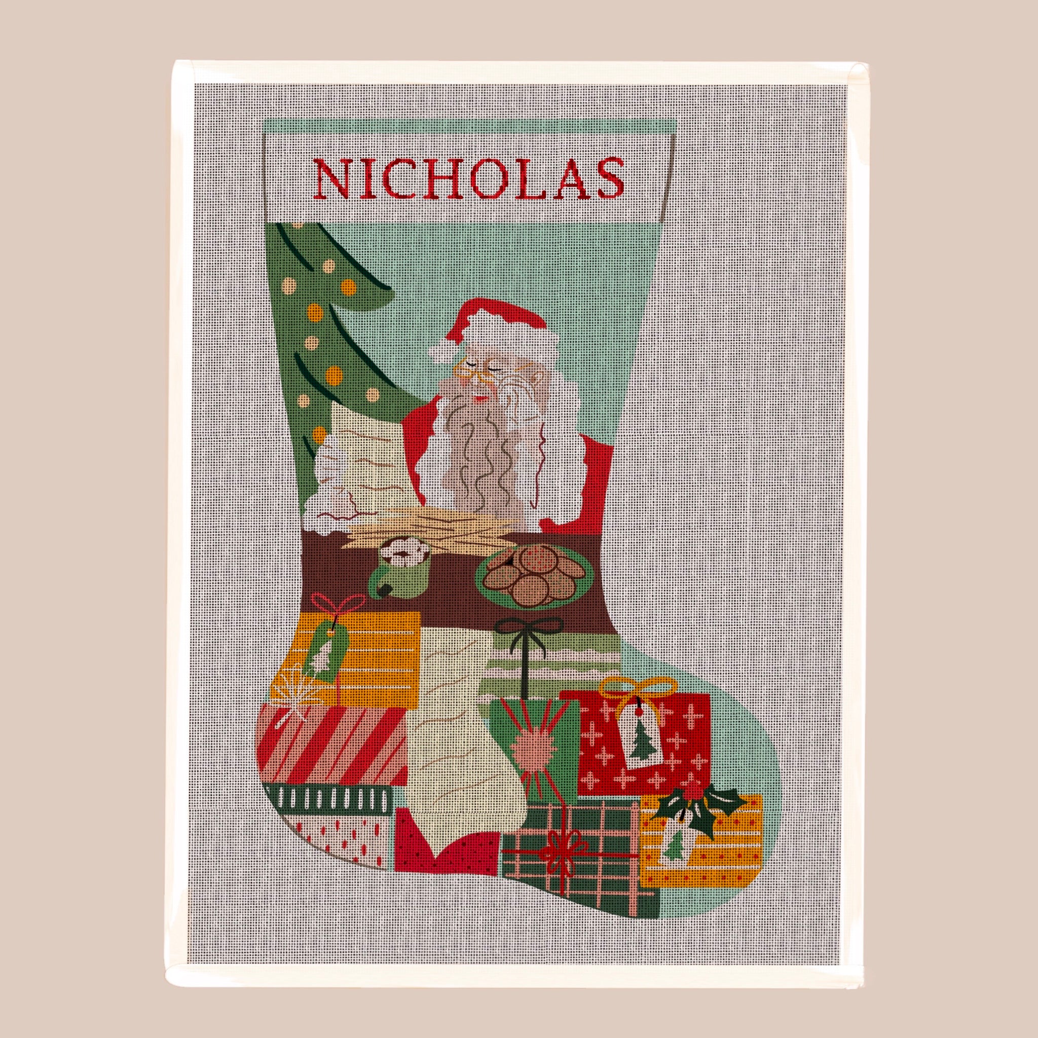Old Saint Nick, Needlepoint Christmas Stocking